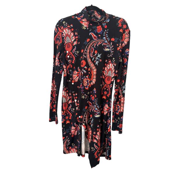 PACO RABANNE Asymmetrical Paisley Mockneck Mini Dress Sz42 (US Large) - Picture 3 of 7